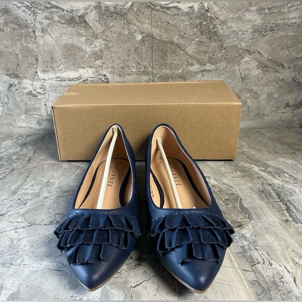 Journee Collection Judy Women's Ballet Flat Blue Faux Leather - Picture 3 of 4